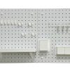 Two-piece pegboard set with included accessories: plastic hook, storage bin, memo clip, and clip holder.